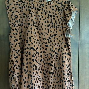 Angashion Leopard Print Dress with Ruffle Sleeves